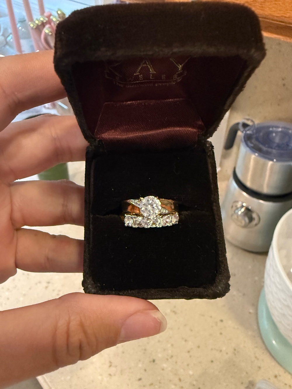 Vintage 14k Gold HGE Engagement Ring with band